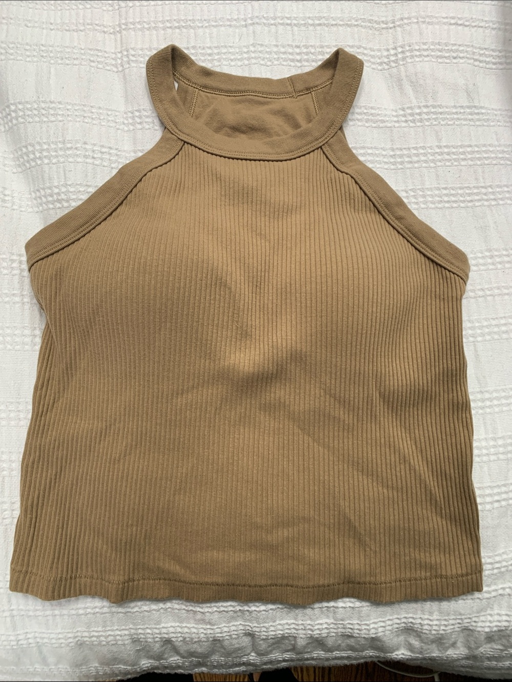 Uniqlo Ribbed Halter Tank Top in Brown
